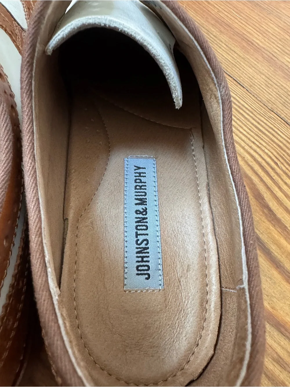 Johnston & Murphy Men's Wingtip Leather Oxford Dress Shoes Two Tone  Size 11.5